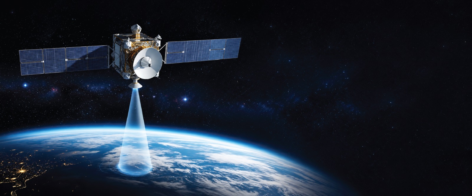Satellite beaming data down to Earth